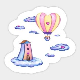 Romantic balloon ride at home Sticker